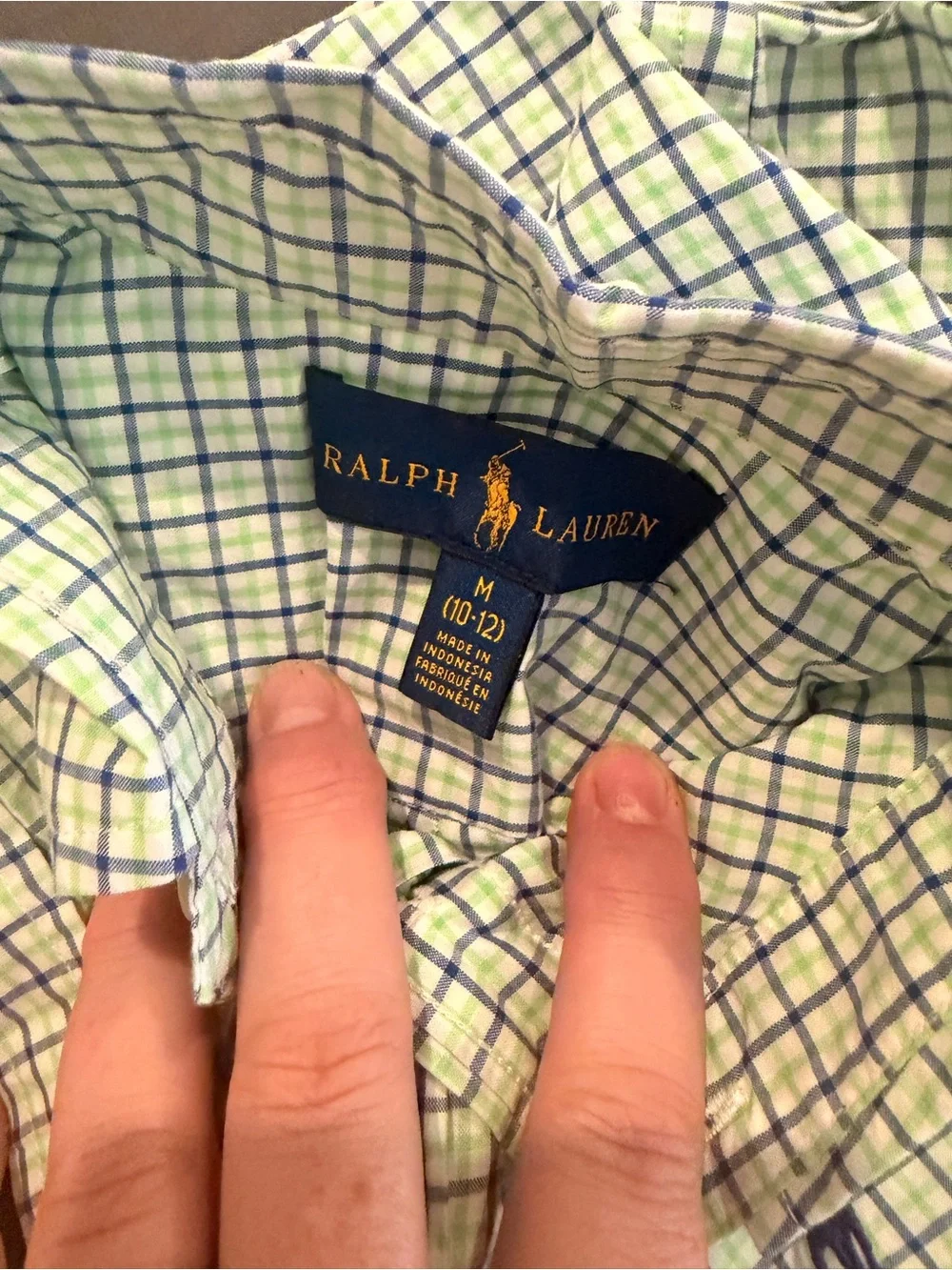 Ralph Lauren Men’s green and blue Check Button-Down Oxford Shirt M